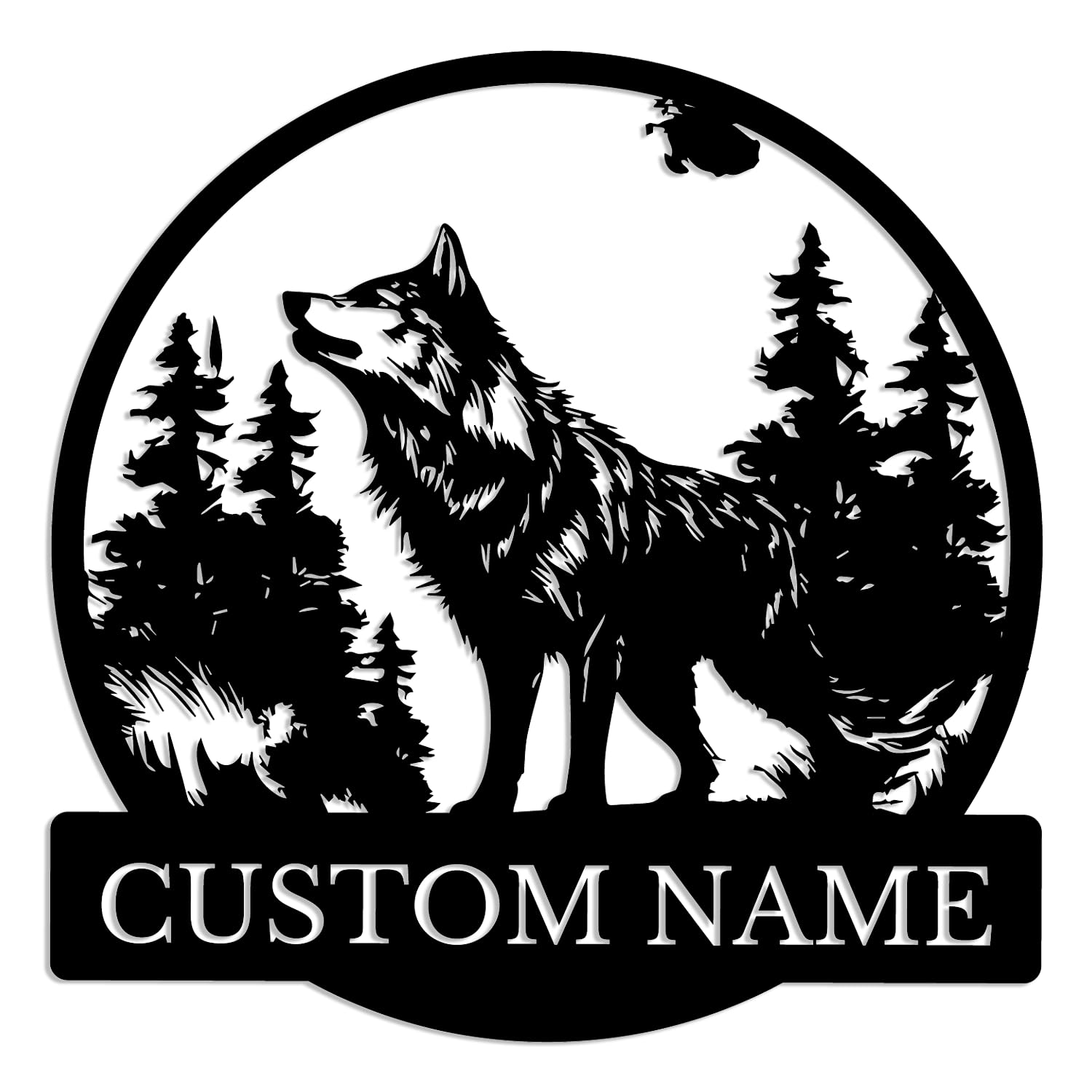 Kissesuu Wolf-D Personalized Wolf Metal Wall Art,Custom Wolf Wall Decor, Wolf Family, Wolf Metal Sign,Howling Wolf Sign,Wolf Name Sign,Personalized Hunting Sign,Hunter Gift,Wolf Lover Gift (Wolf-D)