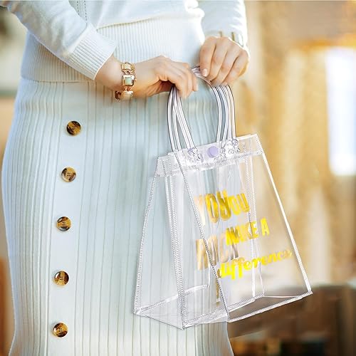 Miniatura 5 de Maitys 21 bolsas transparentes de regalo de agradecimiento a los empleados con asa de 5.12 x 7.48 pulgadas, pequeñas bolsas de PVC reutilizables