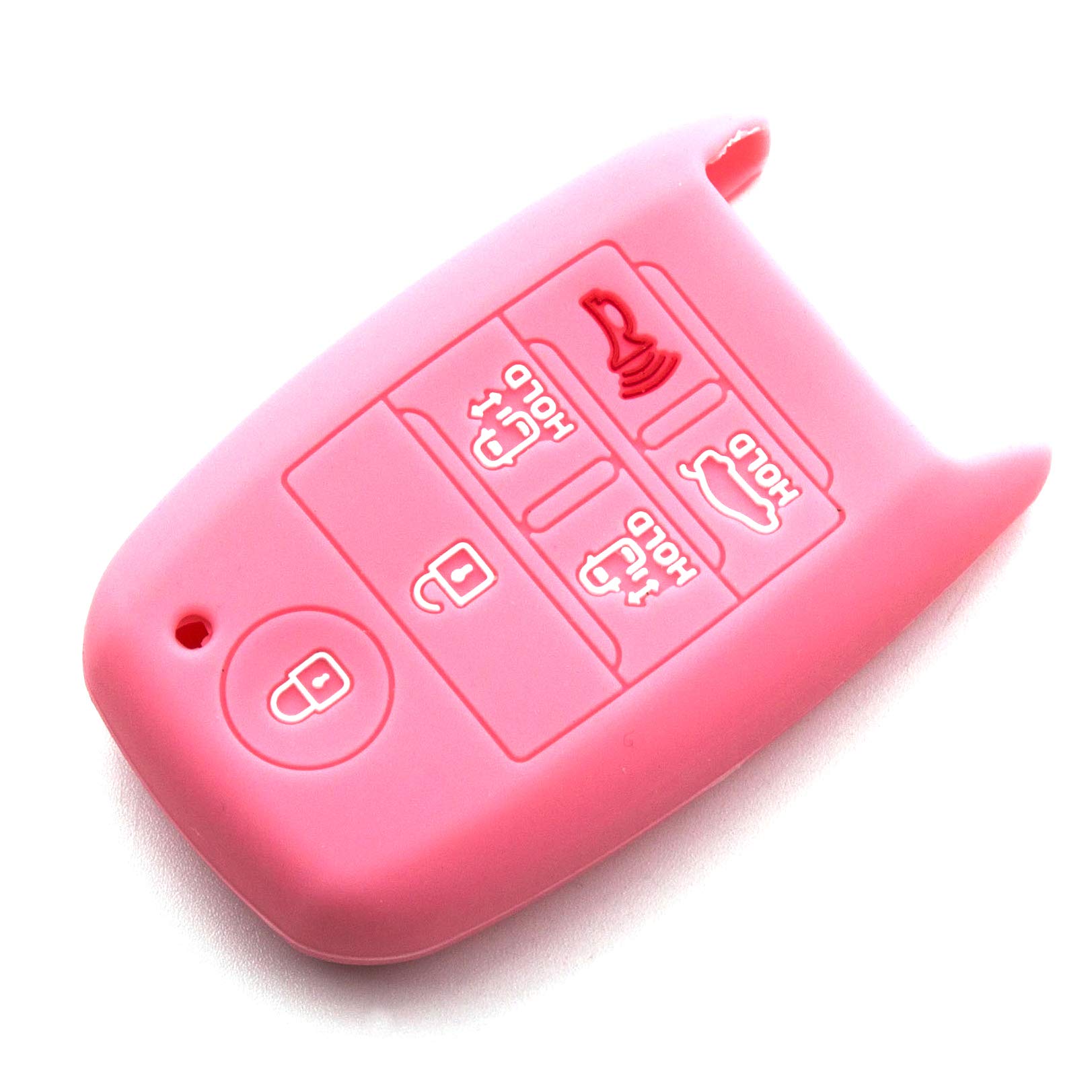 LIGHTKOREA 6 Button Silicone fob Remote Smart Key Case Protector Cover 1Pcs Compatible with Kia Sedona Carnival 2015 2019 (Pink)