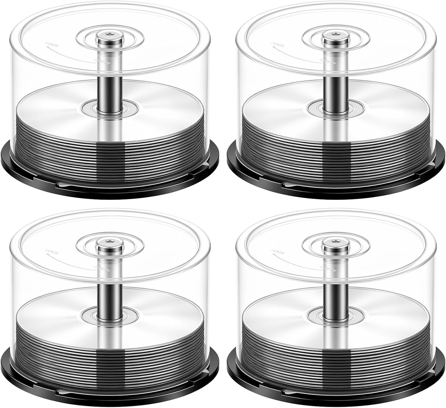 Domensi 4 Pack Empty Disc Cake Box, DVD Cd Spindle Case, 5.5 x 3.3 Inch
