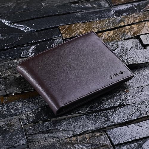 Miniatura 8 de Cartera de cuero personalizada con caja de regalo de madera. Añade un monograma y un mensaje secreto. Personalización gratuita - El mejor regalo