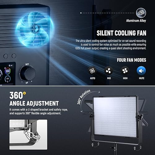 Miniatura 6 de NEEWER Kit de luz de video de panel LED RGB de 150 W con puertas de granero, 1800 LED 42500Lux1.6 ft 2500K-10000K CRI96+TLCI97+ 0-100% de