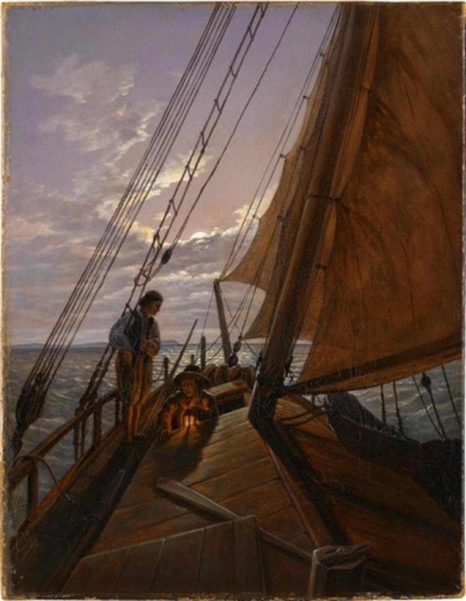 SERENDIPITP Vintage Picture Print on Canvas Wall Art Poster Segelschiff by Carl Gustav Carus Artwork Print Poster for Wall Decor 60x90cm