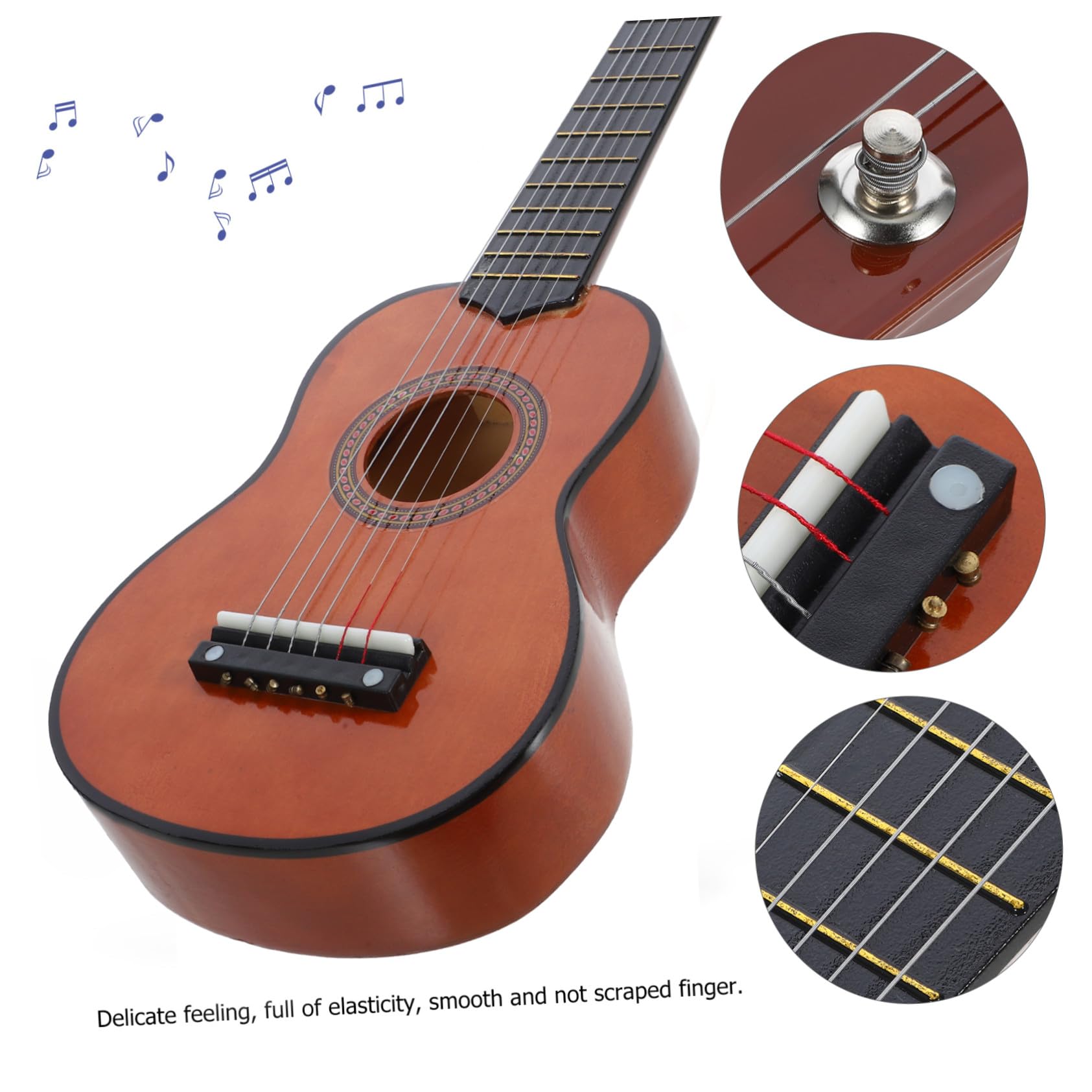 Mini Chitarra 21 Pollici in Legno per Bambini Principianti | Colore Caffè, Presa Confortevole, Gioco Educativo Interattivo, per Casa e Occasioni Speciali