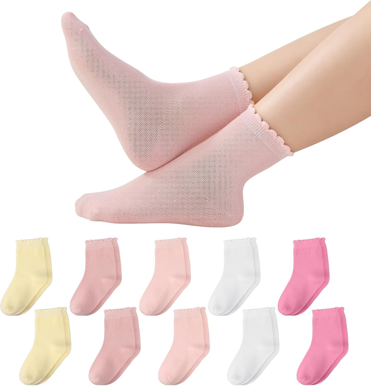 Girls Ruffle Crew Socks, School Uniform Socks Frilly Dress Sock