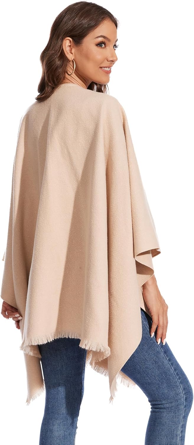 Shawl Wraps for Women, Elegant Knitted Cape Open Front Poncho Scarf Blanket Cardigan Coat for Autumn and Winter - Image 3