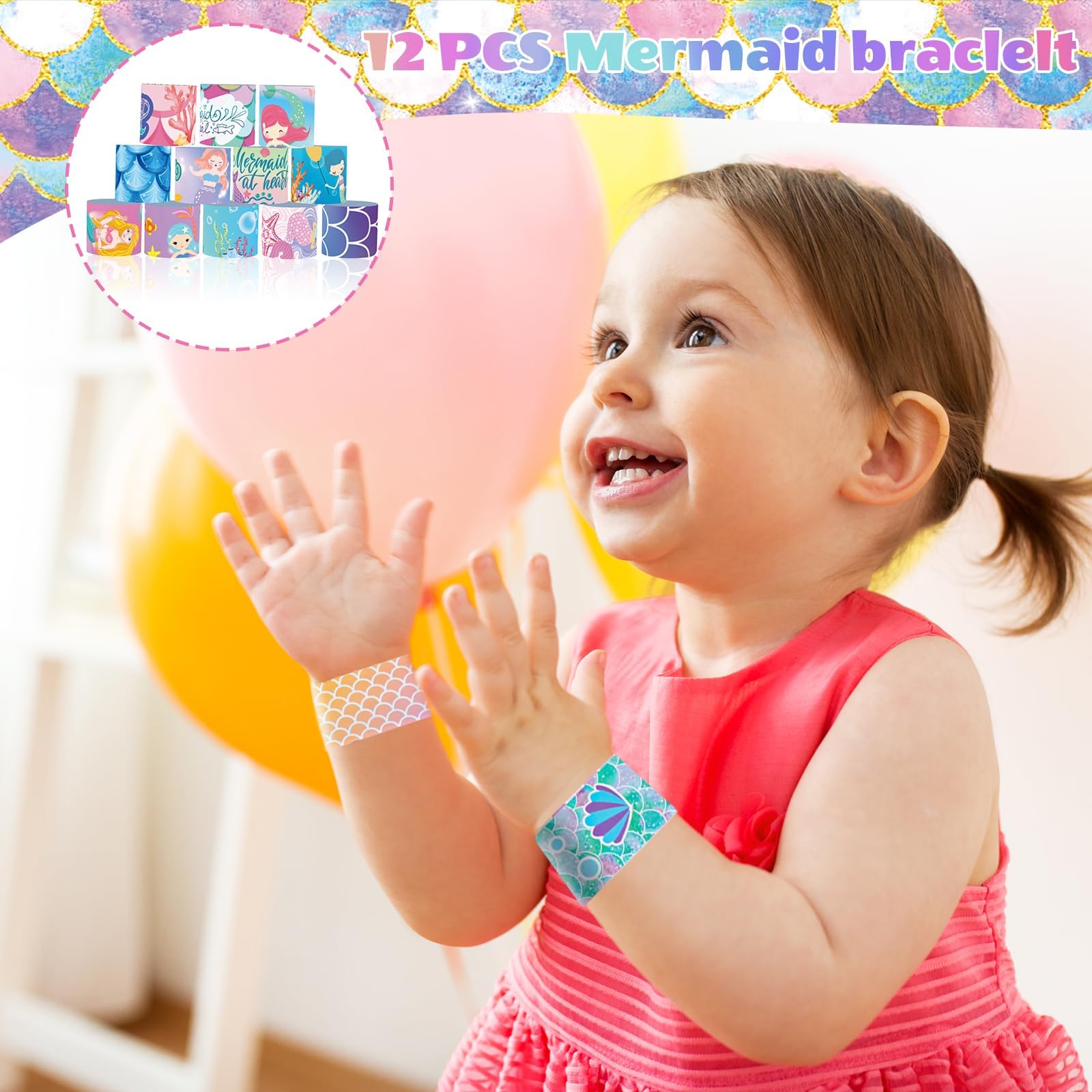 78 pezzi regalo per feste a forma di sirena, festa a forma di sirena, regalo di compleanno per bambini, con braccialetti, penna neutra a spirale