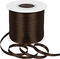 Vista 251 de Cinta de satén rosa polvoriento de doble cara, 3/8 pulgadas x 50 yardas, cintas de poliéster rosa polvoriento para envolver regalos, cinta de tela