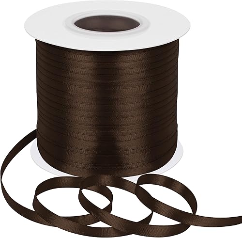 Miniatura 251 de Cinta de satén rosa polvoriento de doble cara, 3/8 pulgadas x 50 yardas, cintas de poliéster rosa polvoriento para envolver regalos, cinta de tela