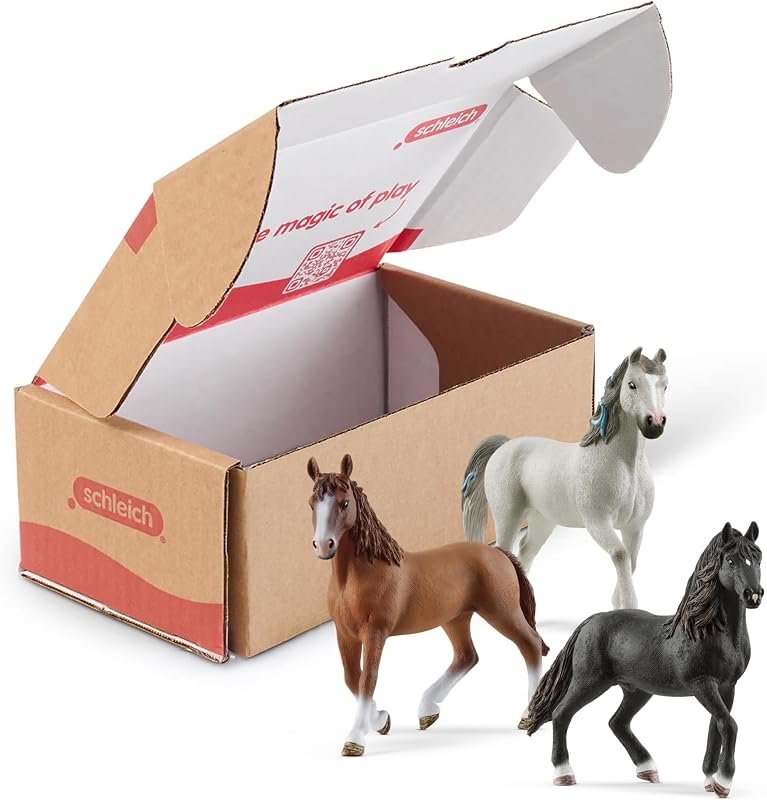 Horse Club - Juego de figuras de caballos de 3 piezas - Figuras coleccionables con 3 razas únicas para niñas y niños - Juego de juguetes realistas de animales de granja para niños a partir de 5 años | 77788
