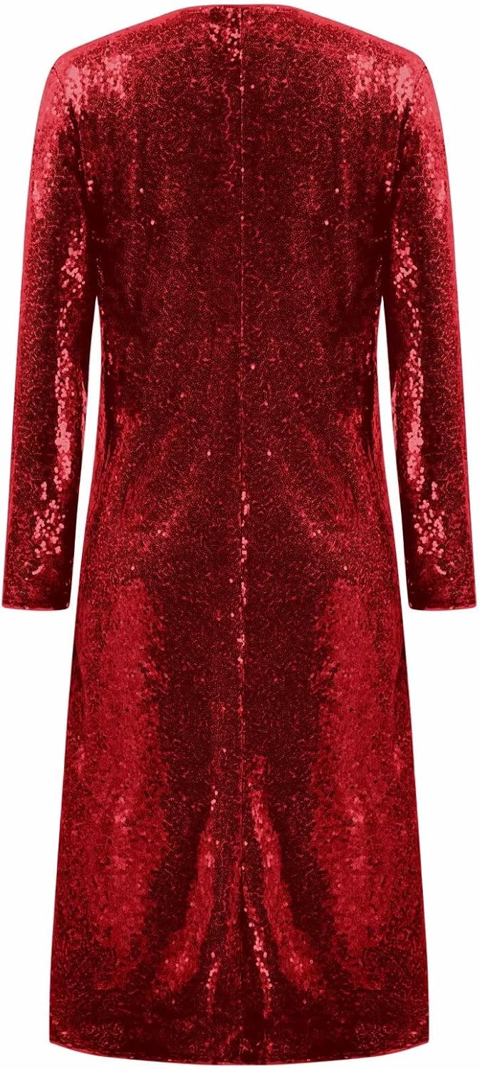 KANCY KOLE Women's Long Sequin Jacket, Sparkly Open Front Evening Blazer, Glitter Formal Clothes Cocktail Wedding Party - Image 7