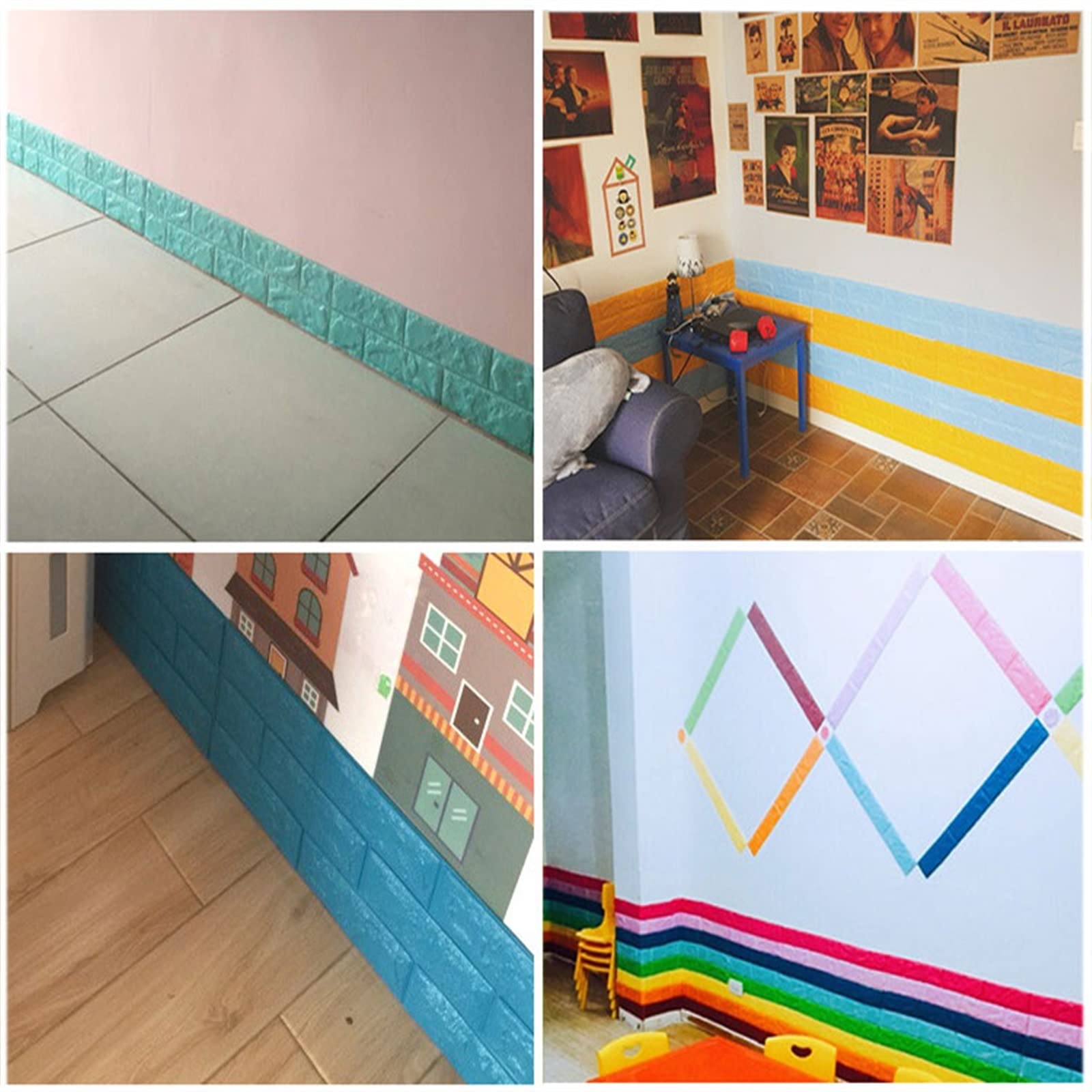 Striscia di caucciù autoadesiva, Modanatura flessibile, modanatura a corona staccabile e adesiva, modanatura autoadesiva in schiuma for bordi di pareti, soffitti, ripiani e altro ancora(Green,8cmx70cm