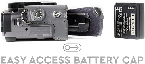 Miniatura 6 de MegaGear MG1261 Ever Ready - Funda de piel para cámara compatible con Panasonic Lumix DC-ZS80, DC-ZS70, DC-TZ95, DC-TZ90, color gris