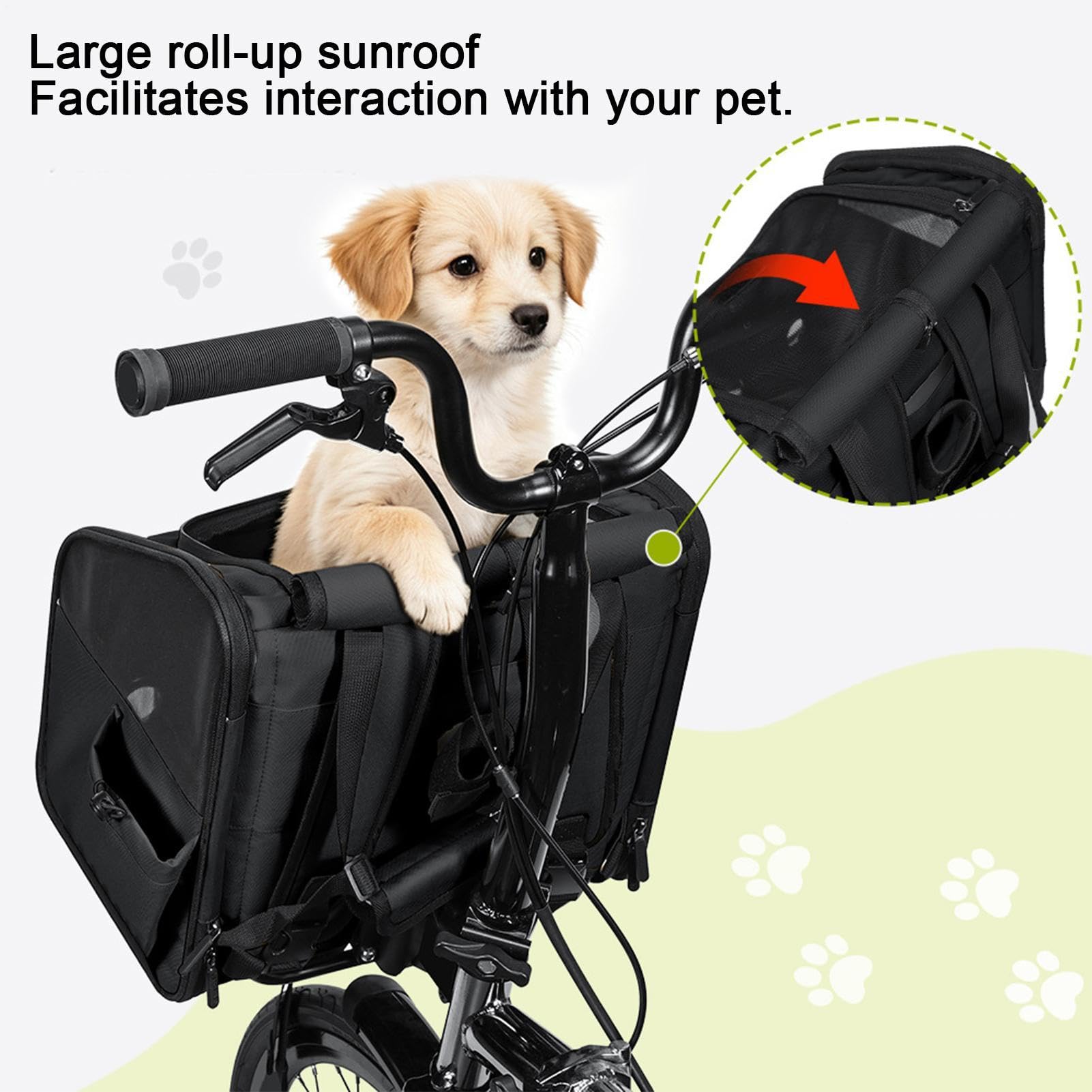 Fahrradkorb für Hunde, Rucksack, faltbar, mit weichen Wänden, aus | Transportbox für Haustiere für Welpen, Katzen, Lenker, Fahrrad, Radfahren, Spaziergang, Camping, Park