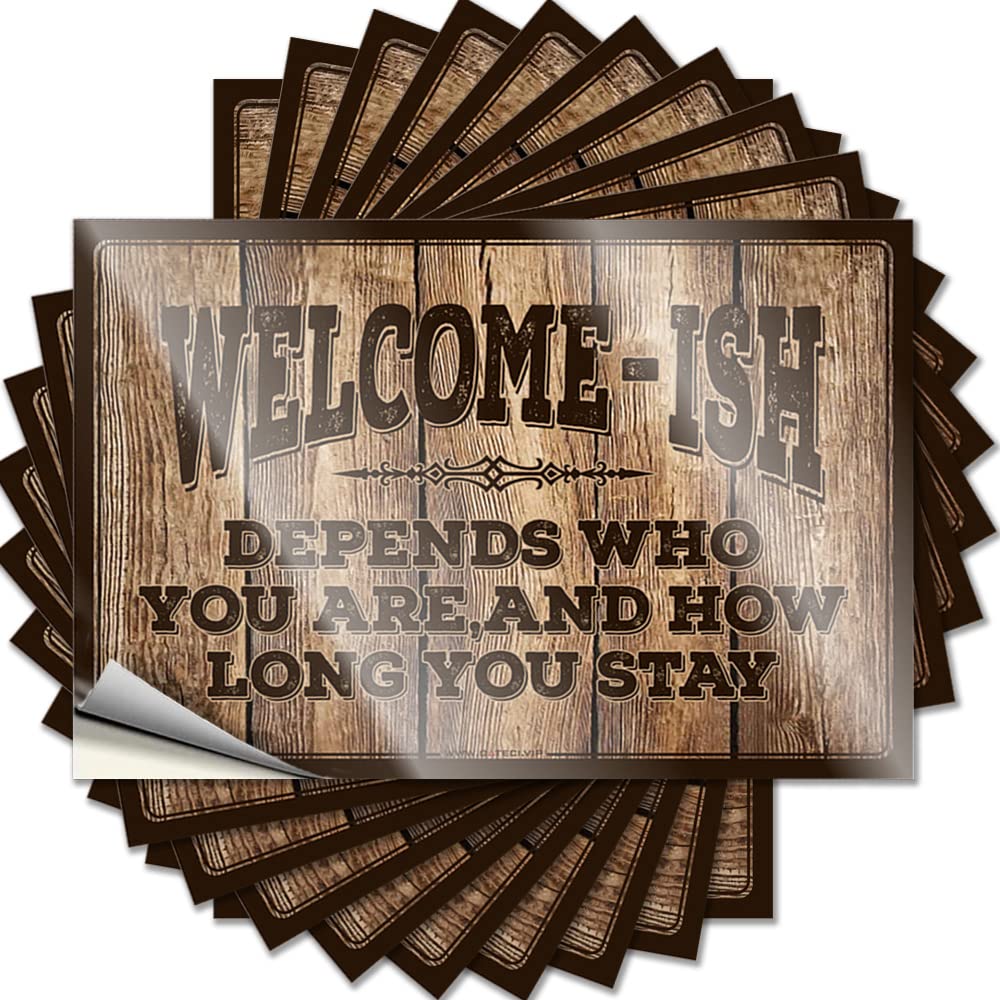 Fall Door Decorations, Decals Water Bumper Welcome Ish Depends Who You are | Big Waterproof Vinyl Stickers(8X12CM)