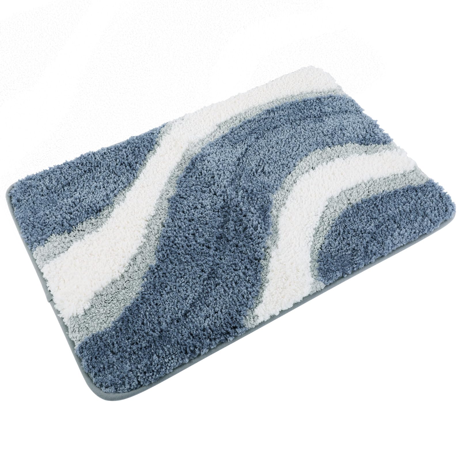 KAMA BRIDAL Microfiber Bath Mat Non-Slip Bathroom Floor Rugs Fast Water Absorbent Shower Mat Ultra Soft Bath Rug Anti-Slip Backing Machine Wash Blue