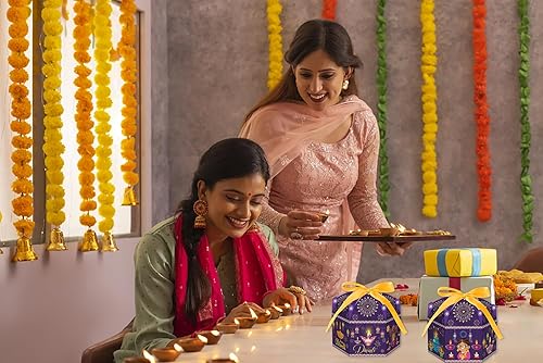 Miniatura 6 de ALIBBON 12 bolsas de regalo Happy Diwali, suministros de fiesta Diwali, bolsas de papel kraft para aperitivos de dulces, bolsas de regalo de fiesta