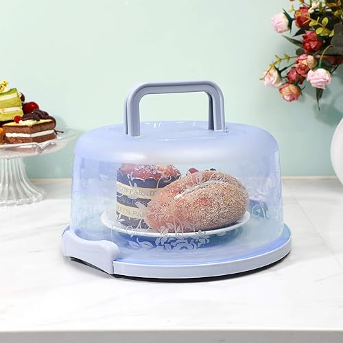 Miniatura 2 de DOITOOL Porta tartas de plástico con mango plegable para pasteles de 8 pulgadas, contenedor redondo portátil para transportar pasteles, pasteles,