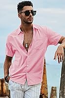 Vista 79 de JMIERR Camisas de vestir a rayas con botones y manga corta para hombre