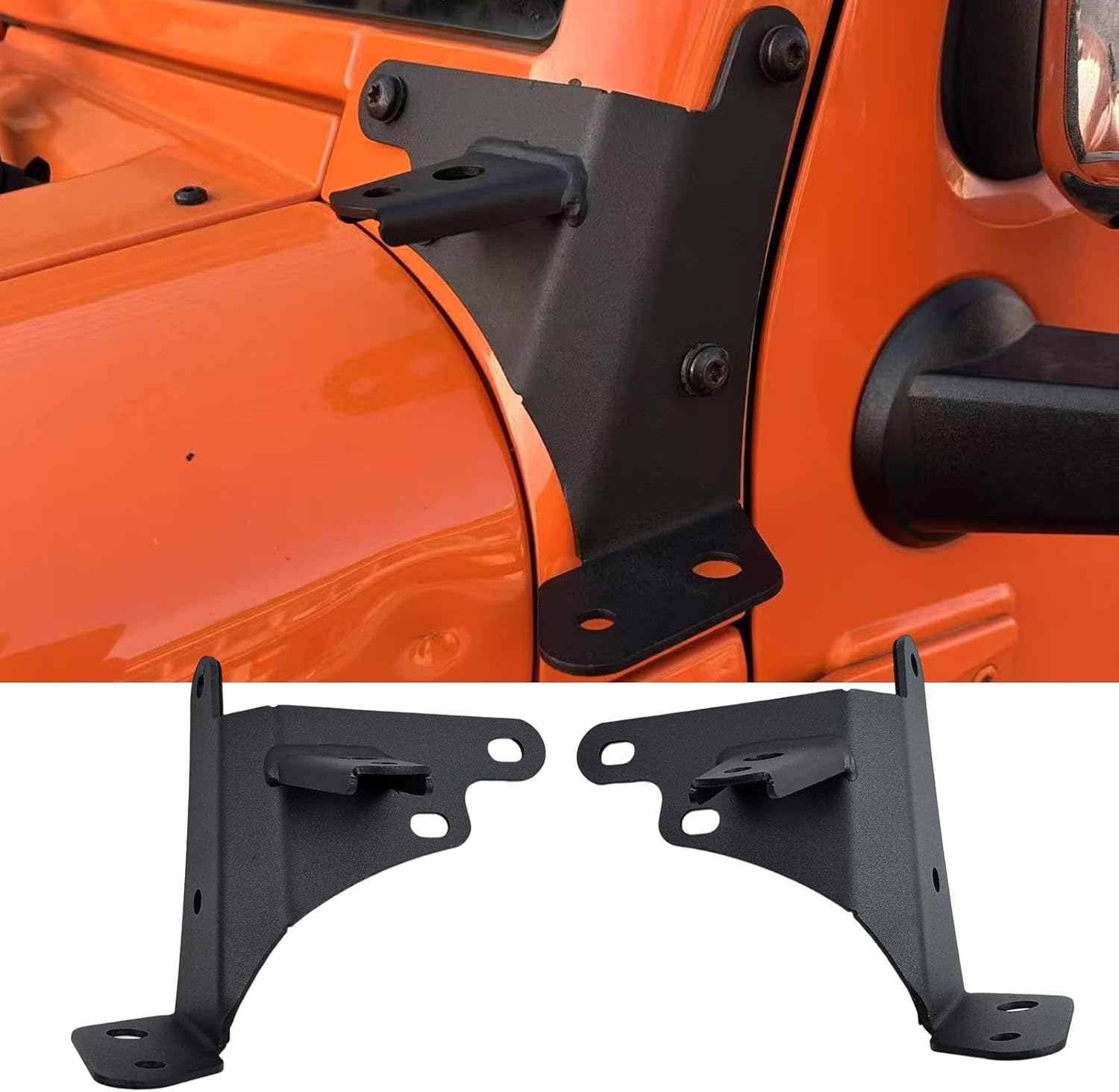 2Pcs Lower Windshield Hinge Mounting Brackets Dual A-Pillar LED Fog Light Offroad Work Light bar Pods for 2007 2008 2009 2010 2011 2012 2013 2014 2015 2016 2017 Wrangler JK