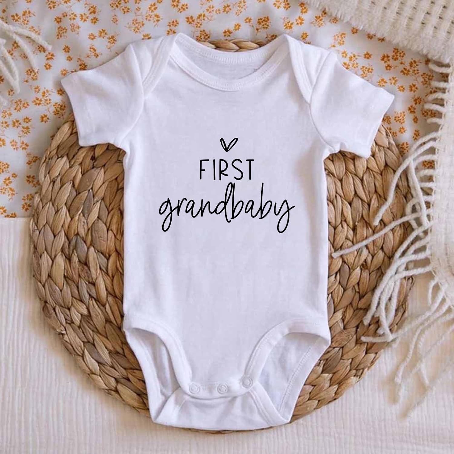 First Grandbaby Bodysuit for Baby Grandparents Baby Announcement Bodysuit Promoted to Grandma