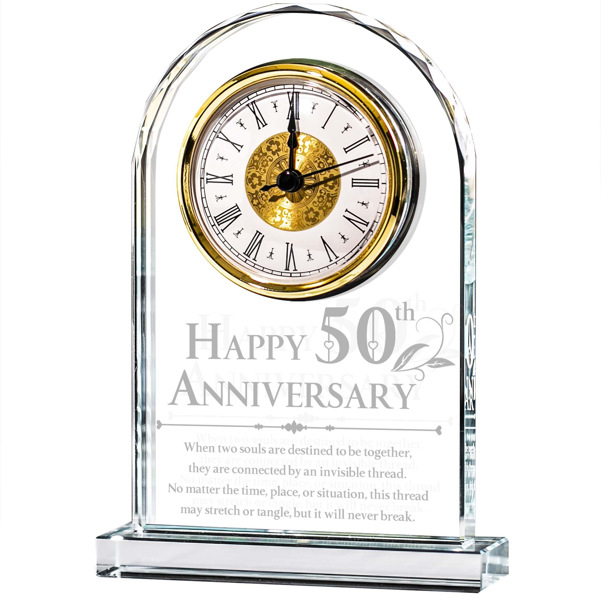 Emoragifou 50th Wedding Anniversary Quartz Clock Gifts for Couple, 50 Years Anniversary Golden Gifts for Parents, Happy 50th Anniversary Decorations Gifts for Her Him