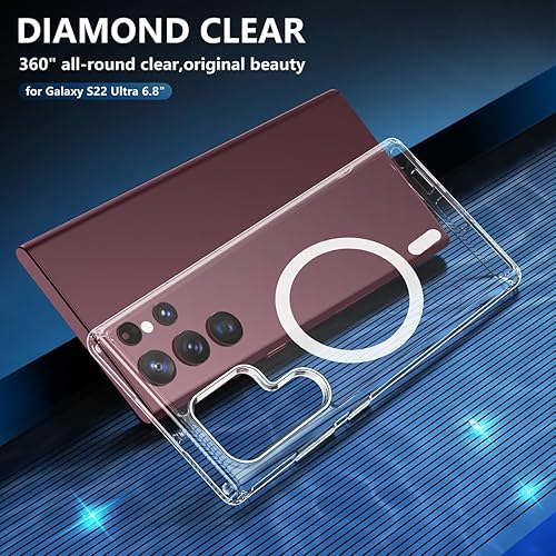 Miniatura 4 de TIANNIUKE Magnetic Case for Samsung Galaxy S22 Ultra, Transparent and Yellow Resistant,Compatible with MagSafe,Slim Fit Shockproof Protective Phone