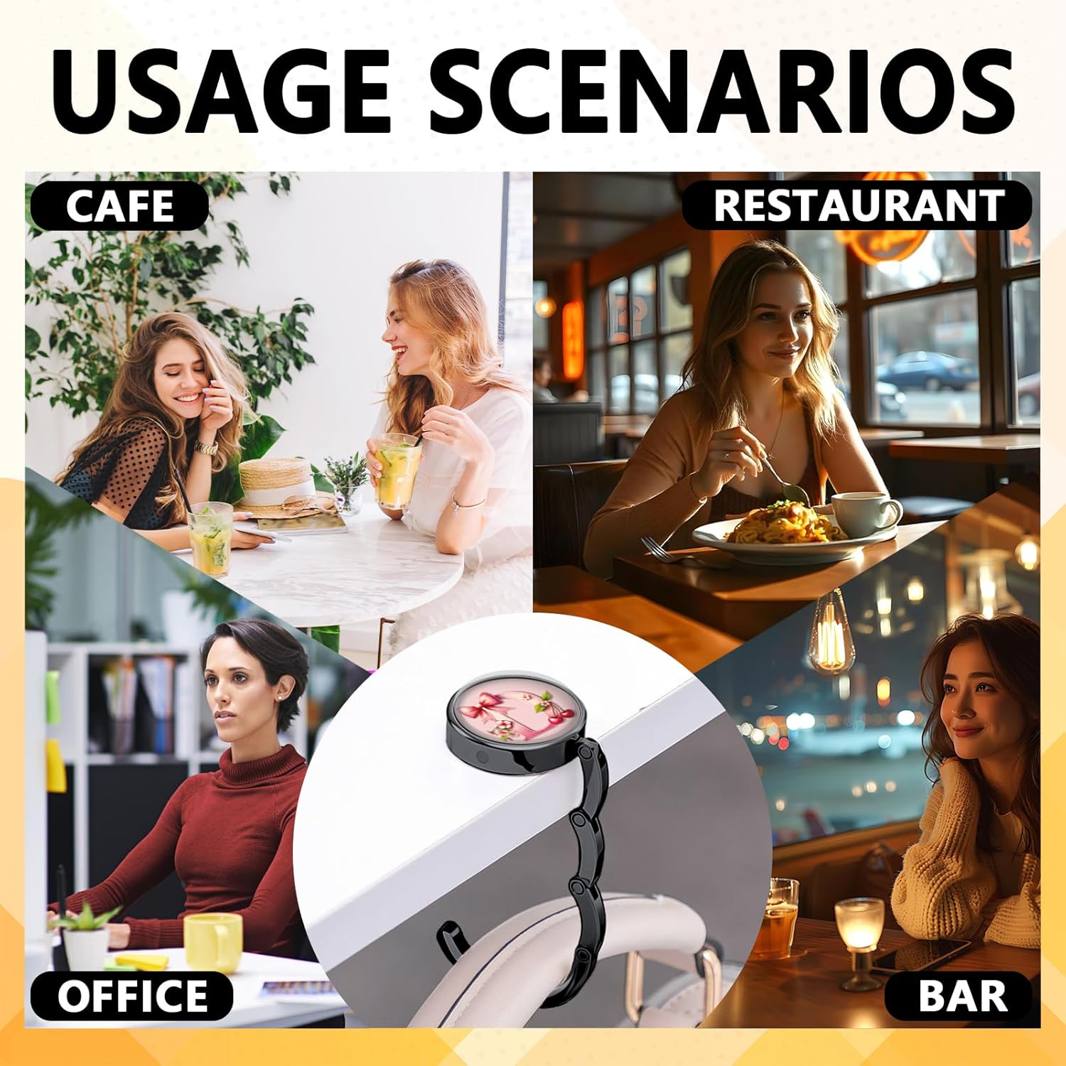 Funny Bow Initial Purse Hook Gifts - Pink Bow Letter D - Foldable Purse Holder for Table - Round Handbag Hanger for Women - Christmas Birthday Gifts for Mom, Wife, Sister, Friend, Boss Lady - Image 6