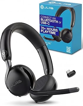 JLab Go Work 3 Office Wireless Headset with Microphone - Bluetooth