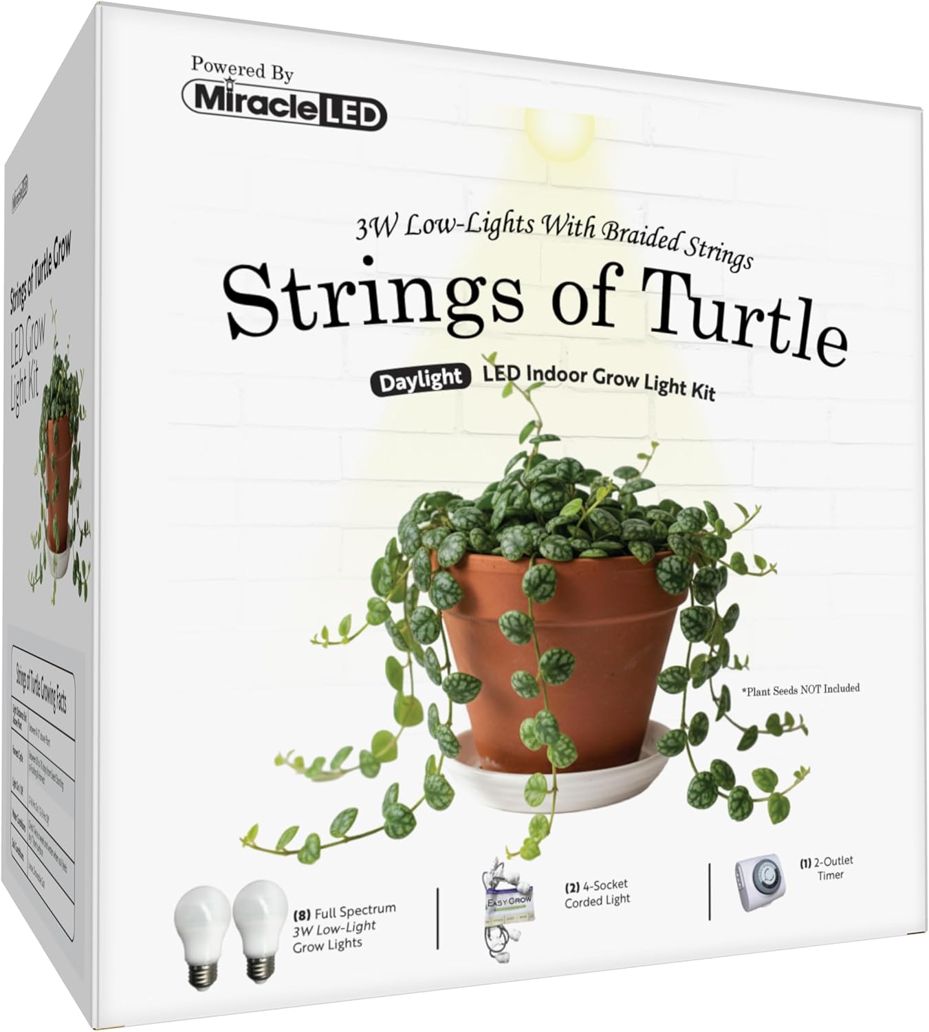 Miracle LED Low-Light Full Spectrum, Strings of Turtle Starter Grow Light Kit (Braided 4-Socket)