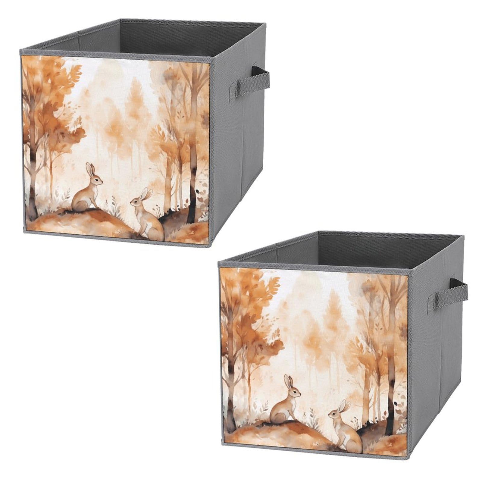 Organiser les vêtements avec style : lot de 2 bacs pliables motif lapin 27cm