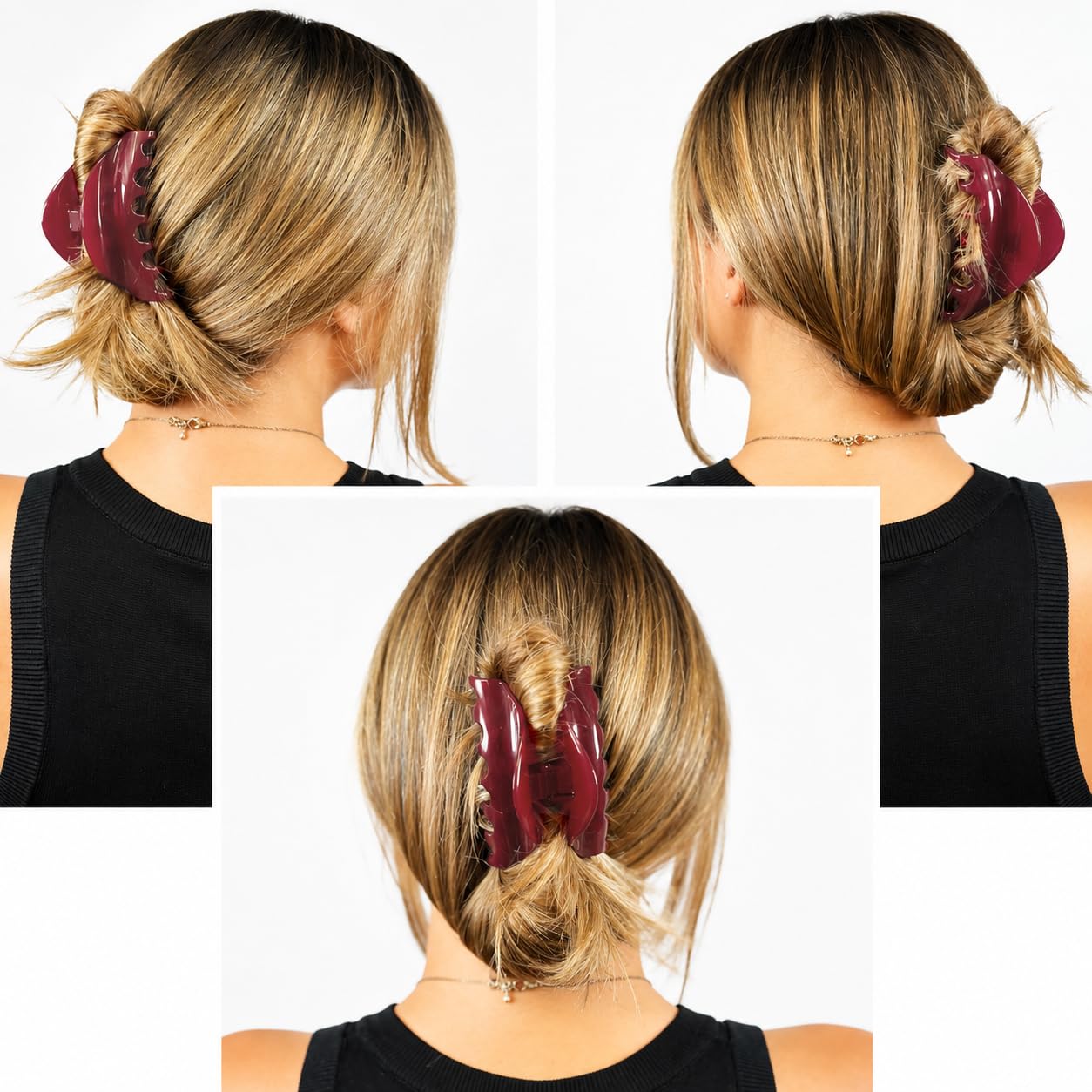 Camila Paris CP2529 French Hair Clips for Women, 3.75" Red Large Claw Clip Strong Hold All Day, Girl Large Claw Clips for Thick Hair, No Damage No Slip Flat Clip for Women. Made in France image 2
