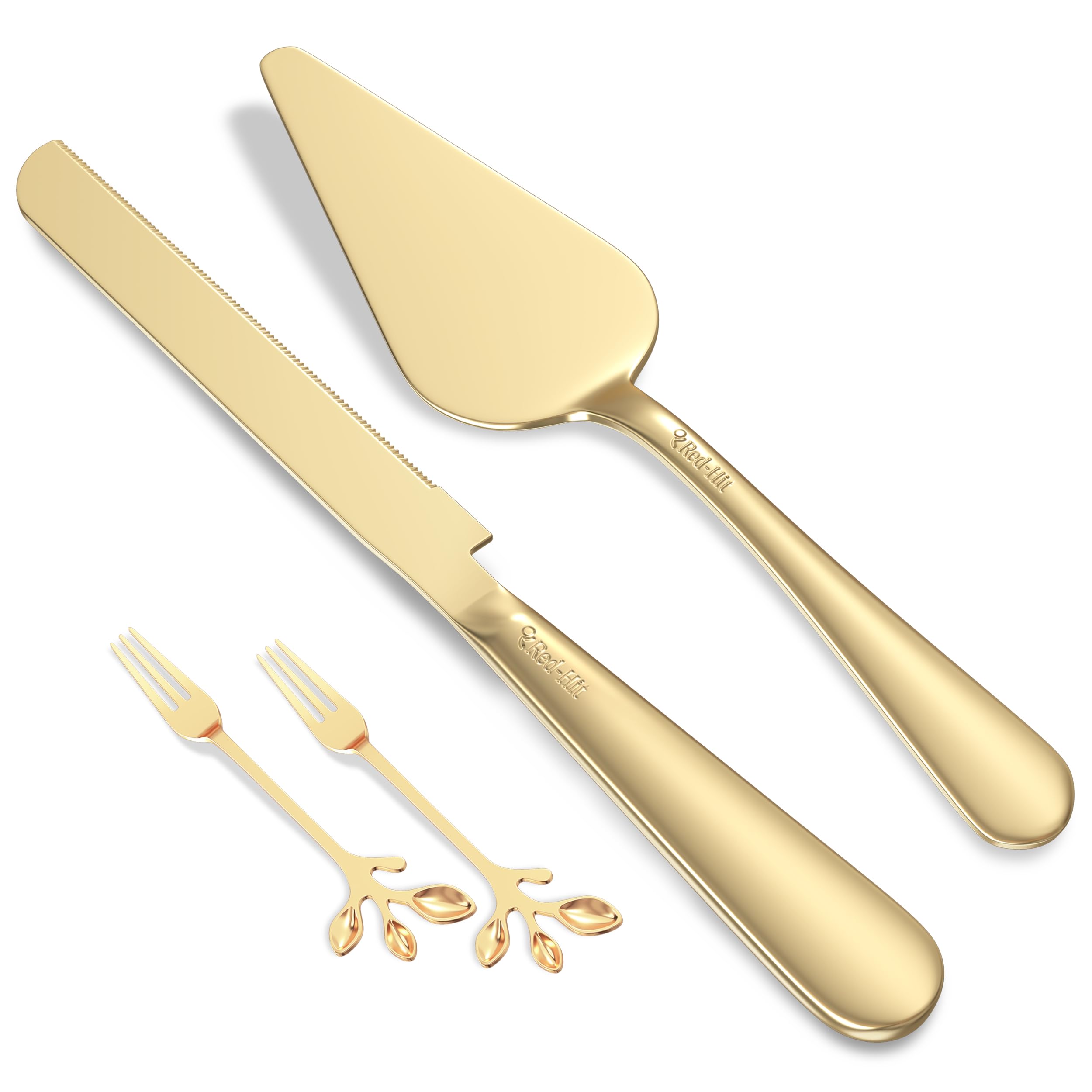 Wedding Cake Cutting Set - Elegant Gold Knife & Server -1