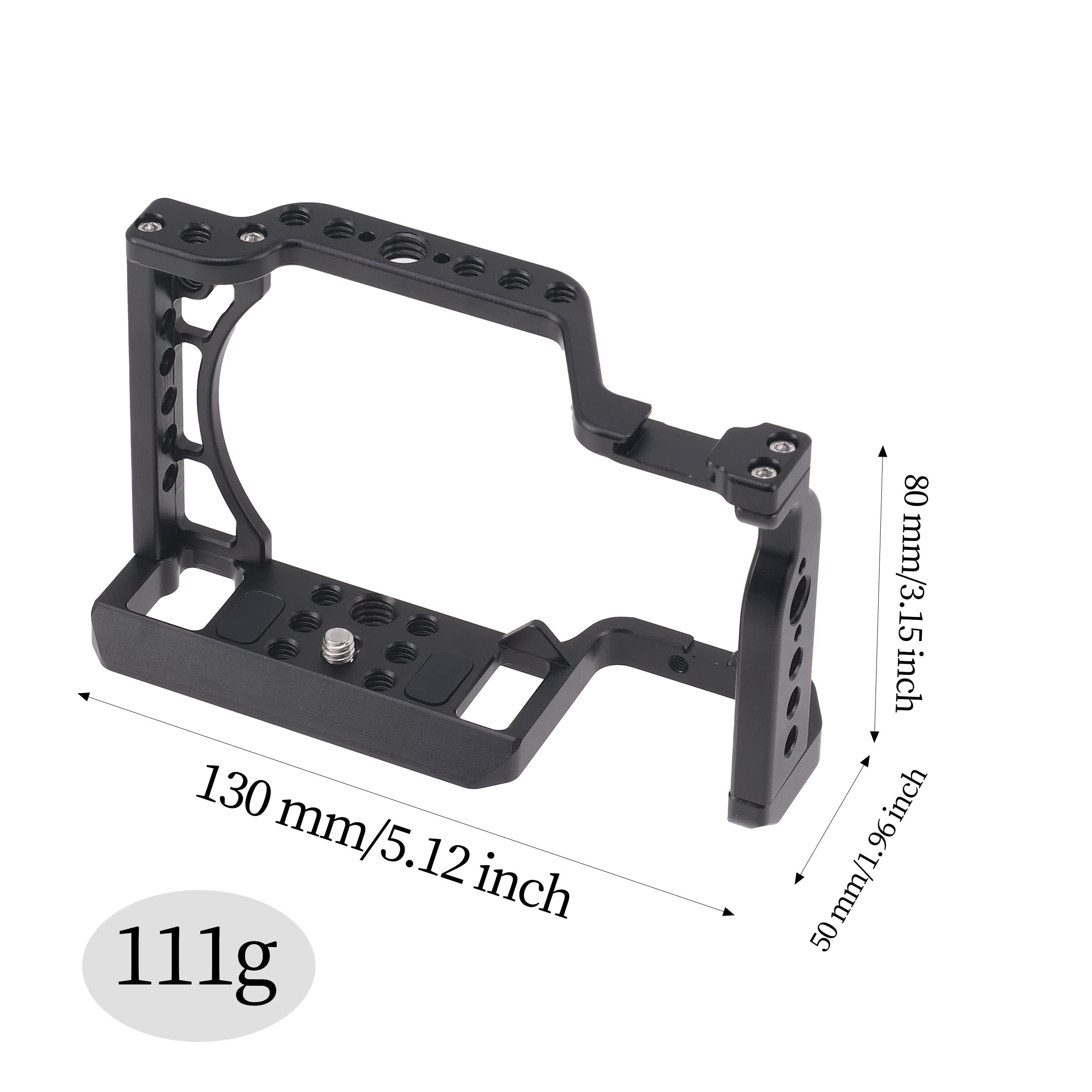 Hersmay A6500/A6400/A6300 Kamerakäfig Videostabilisator mit oberem Handgriff für Sony A6500 A6400 A6300 A6000 A6100 Cameas DSLR Rig mit Cold Shoe, Handle Locating Holes, Multiple 1/4„ 3/8“ Screw Holes