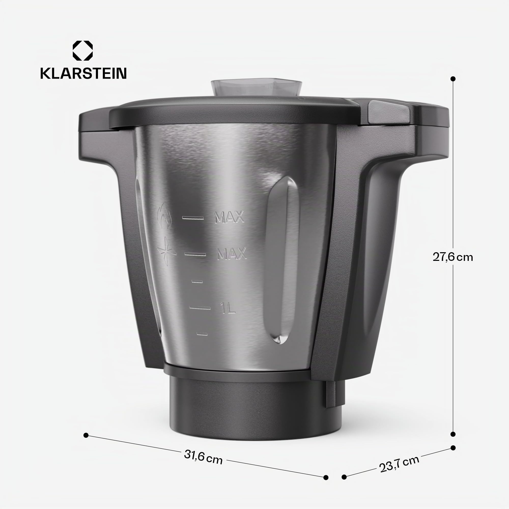 Klarstein Batidora de Cerámica Multifuncional, 1700W Batidora con Picadora, 4 en 1 Batidoras, Mezcladoras y Procesadores de Alimentos para Cocina, 4.7L Pro Combo de de Cerámica Grande