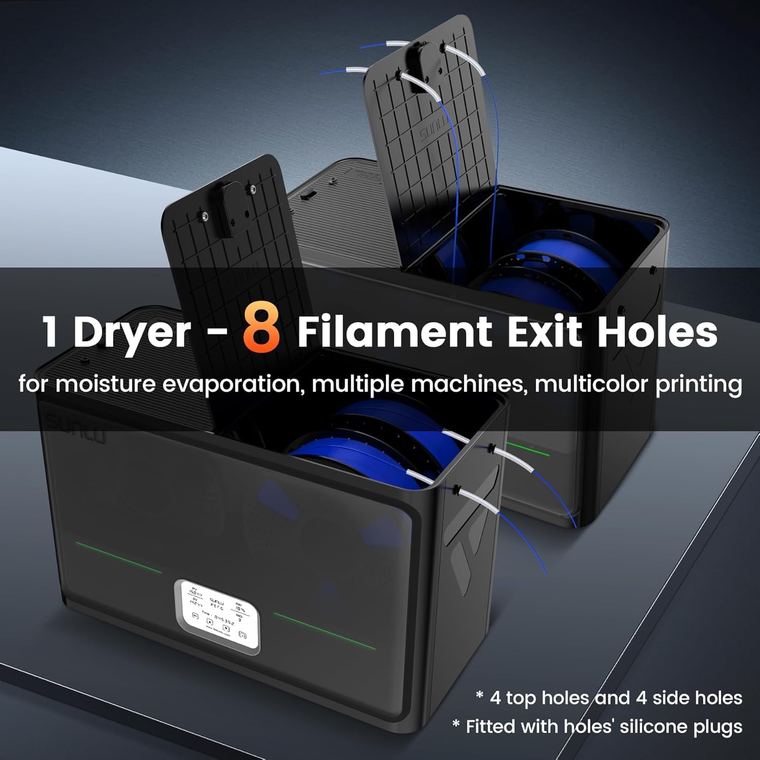 SUNLU ABS Filament 1.75mm 1kg White and 3D Printer Filament Dryer S4 Black