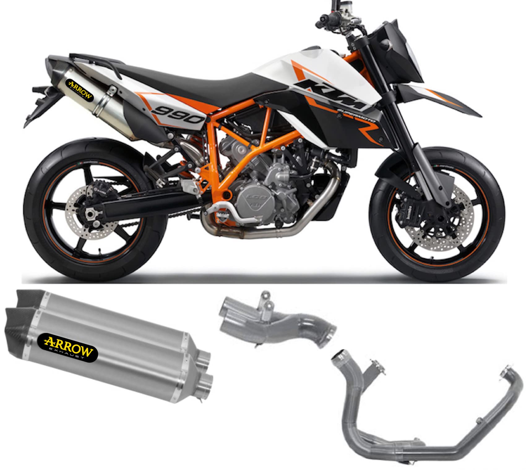 72613PK-71414KZ-71415MI アロー ARROW フルエキゾースト RACE TECH デュアル 06年-09年 KTM 950SM チタン/カーボンエンド HD店