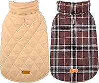 Kuoser Waterproof Reversible Dog Winter Coat Jacket for Medium Large Breeds - Warm Adjustable Fleece Lined Cold Weather Apparel