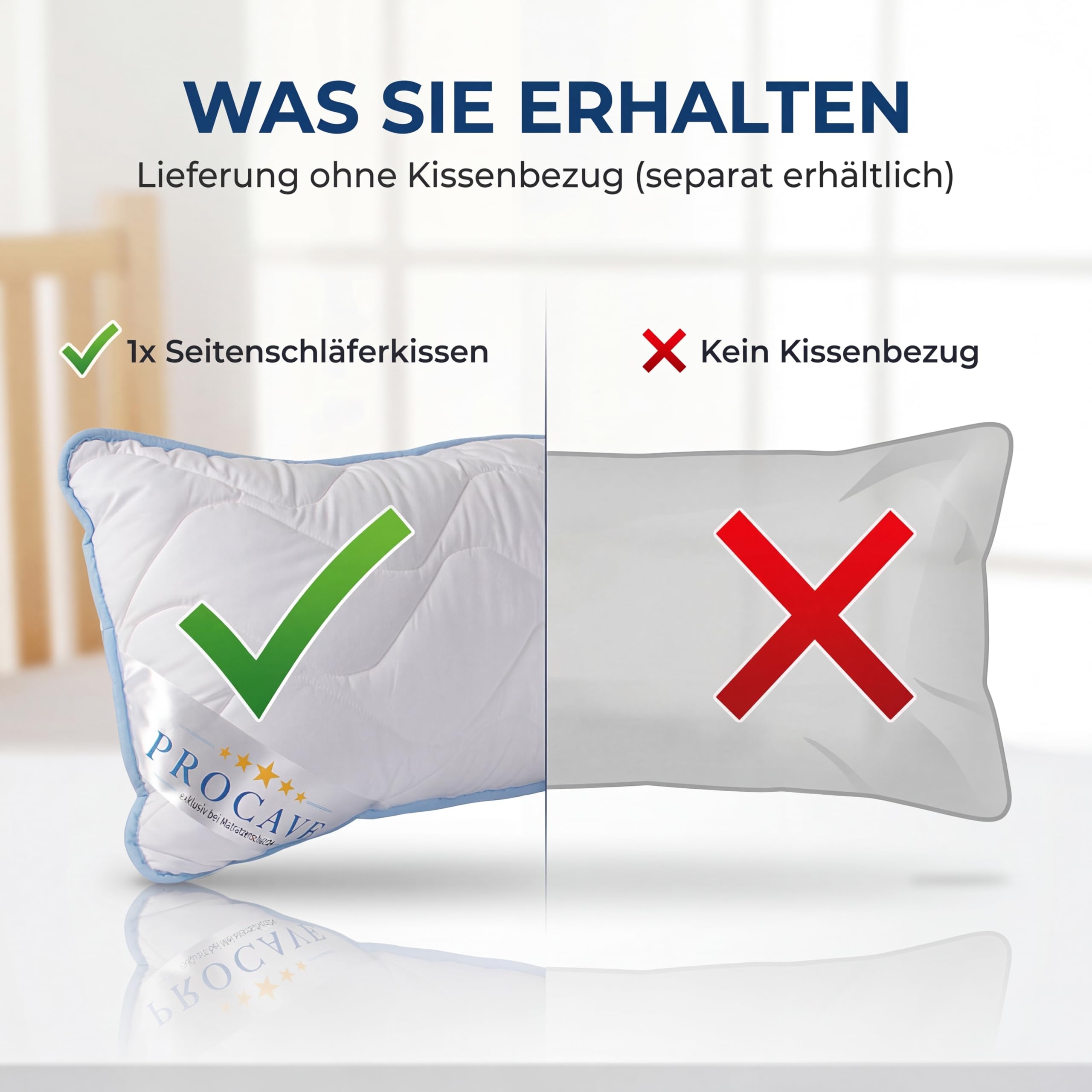 PROCAVE Seitenschläferkissen Top Cool 40x145cm atmungsaktives Schlafkissen Body Pillow waschbar Komfortkissen
