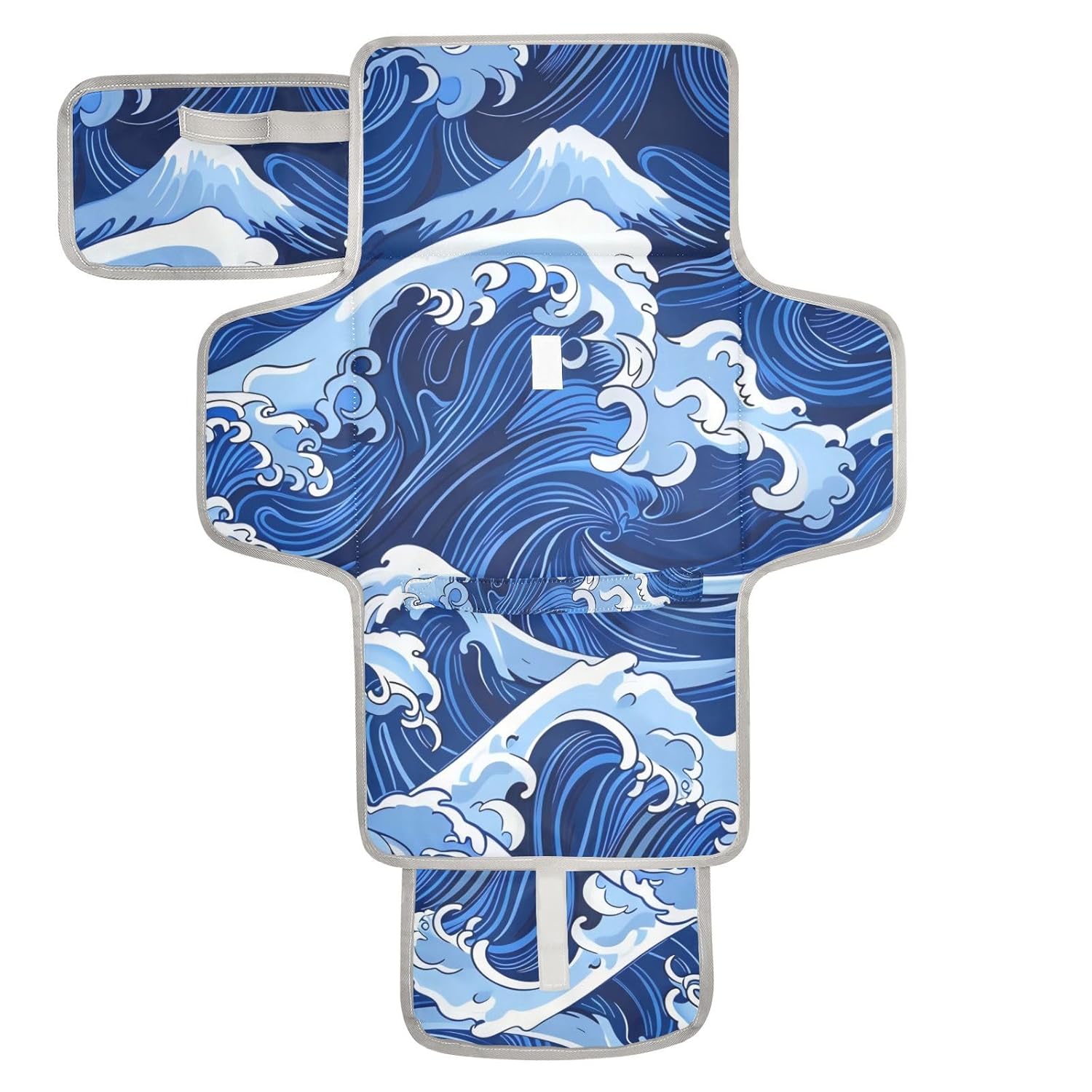 Japanese-Style Blue Wave -e Reusable Changing pad with Tissue Pocket Baby Portable Changing pad for Newborns Girl & Boy cambiadores de pa?ales para Bebes
