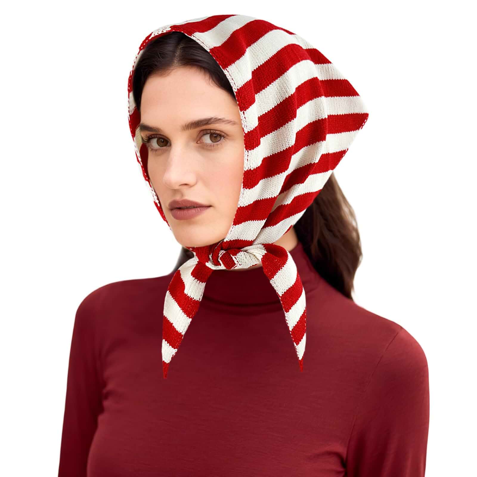 DOCILA Fashion Knit Balaclava Hood Women Winter Warm Hooded Scarf Hat Soft Neck Cover Hijab Beanie Lightweight Pullover Cap Striped