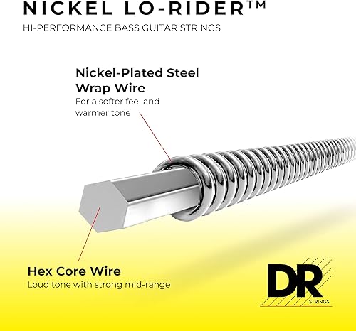 Miniatura 4 de DR Strings Níquel Lo-Rider - Bajo de núcleo hexagonal niquelado 45-105