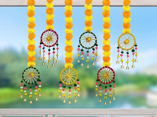 Miniatura 4 de Flores artificiales de caléndula esponjosas hechas a mano para decoración del hogar y la oficina, decoración de habitación Pooja, dormitorio,