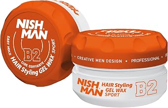 NISHMAN Aqua Gel Wax for Men B2 - Sport 150g - Tropical Fruit Scent - Natural Shine Look - Ultra High Strong Hold - Long-Lasting Control and Definition