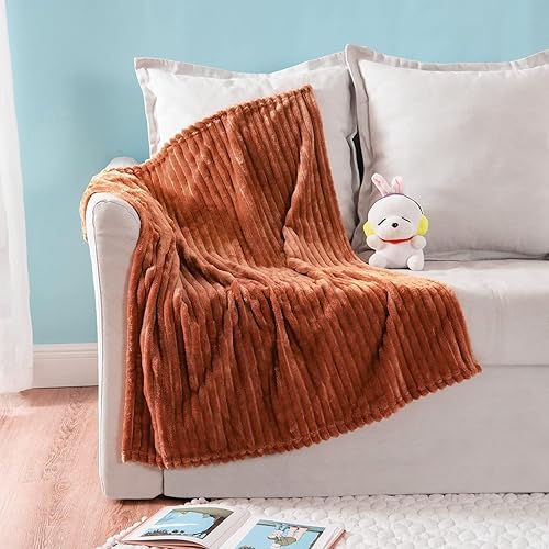 Vista 30 de Miulee.- Manta suave de forro polar con diseño de rayas, ligera, transpirable, para relajarse, la siesta o para dormir. Blanco crema