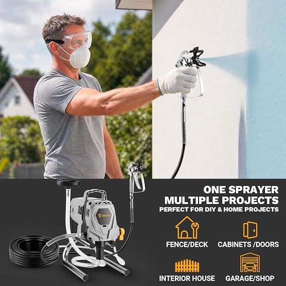 1010w スタンドエアレスペイントスプレー、3000psi高効率電動エアレススプレー、延長ロッドとクリーニングキット付き、家の塗装、家具、壁、フェンス、diyプロジェクト用のペイントスプレー。