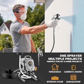 1010w スタンドエアレスペイントスプレー、3000psi高効率電動エアレススプレー、延長ロッドとクリーニングキット付き、家の塗装、家具、壁、フェンス、diyプロジェクト用のペイントスプレー。