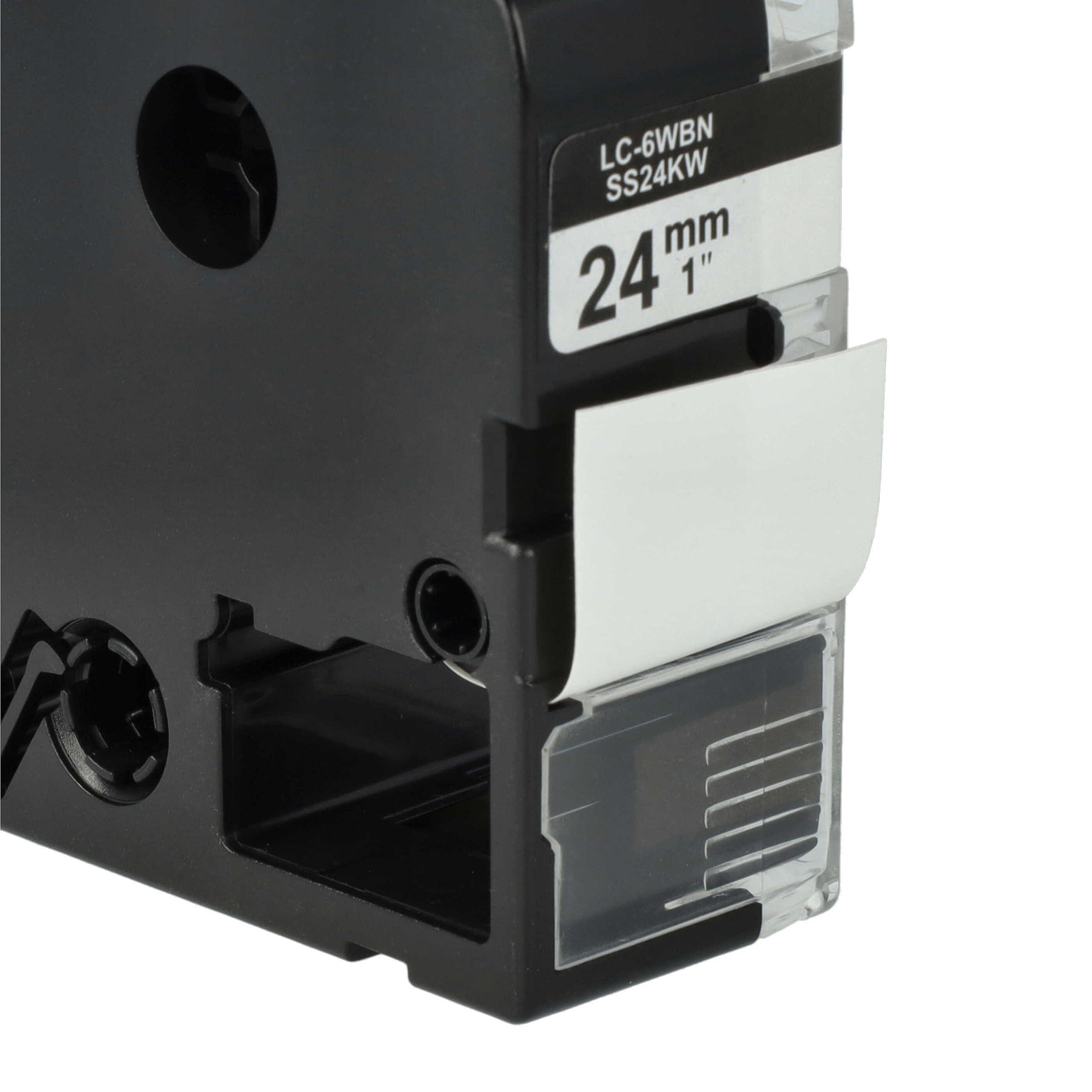 vhbw 50 x zamiennik taśmy do drukarki etykiet Epson LC-6WBN do drukarki etykiet 24 mm, czarny na białym tle