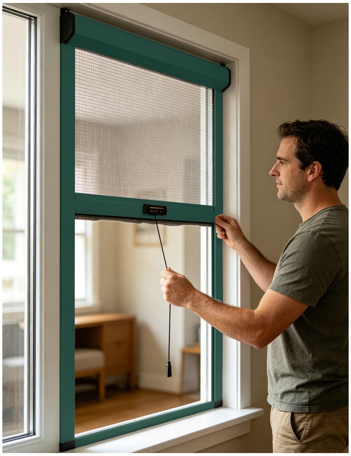 avec Cadre Aluminium Moustiquaire Fenetre Enroulable - Rouleau Coulissante Retractable Store Moustiquaire Fenêtre de Toit, Moustiquaires Fenetre Coulissante Verticale Personnalisable sur Mesure