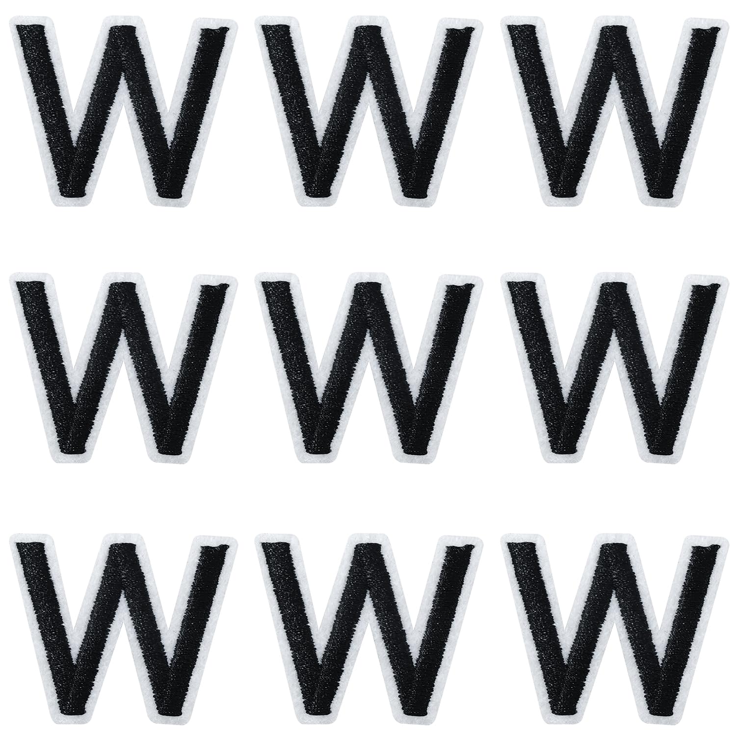 IANZE 9PCS Iron on Letter Patches, Black Letter W Patches Embroidered Letter Patch for Clothing, Jeans, Hats, T-Shirts, Backpacks, Etc. (Black-W) — image 1